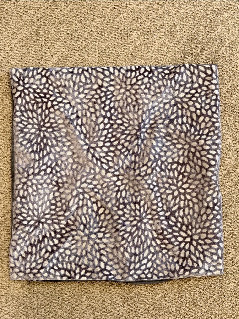 Plush Decorative Throw Pillow Cover in Taupe Floral Pattern